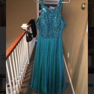 Sherri Hill Turquoise Sequin Dress